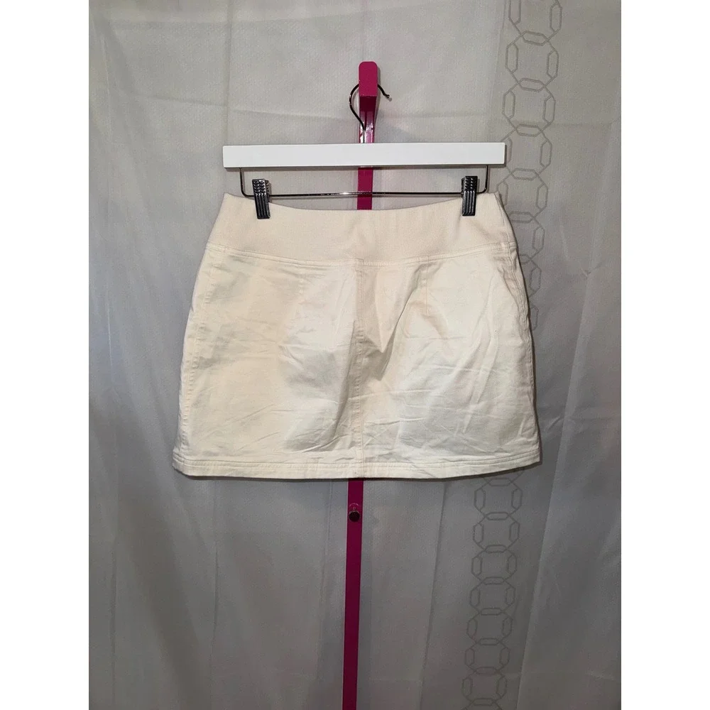 Alo Yoga Night Out Ivory Cargo Mini Skirt Full Zip Ribbed Waist Cream